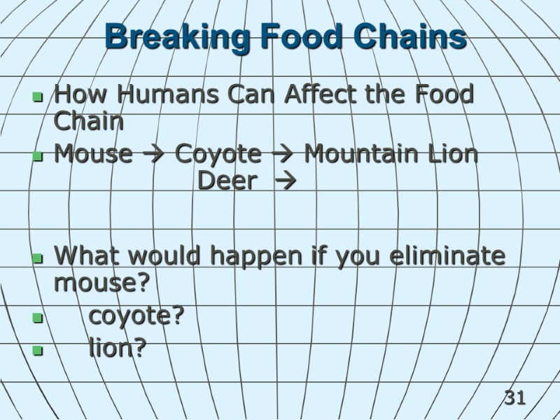 31 Breaking Food Chains How Humans Can Affect the Food Chain Mouse  Coyote